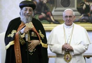 Coptic Orthodox Leader Tawadros II and Pope Francis