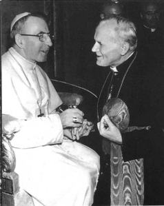 Cardinal Wojtyla with his predecessor, Pope John Paul I. 