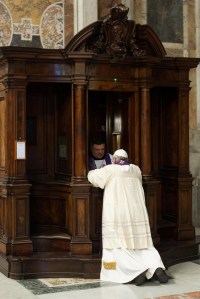 Pope Francis going to Confession